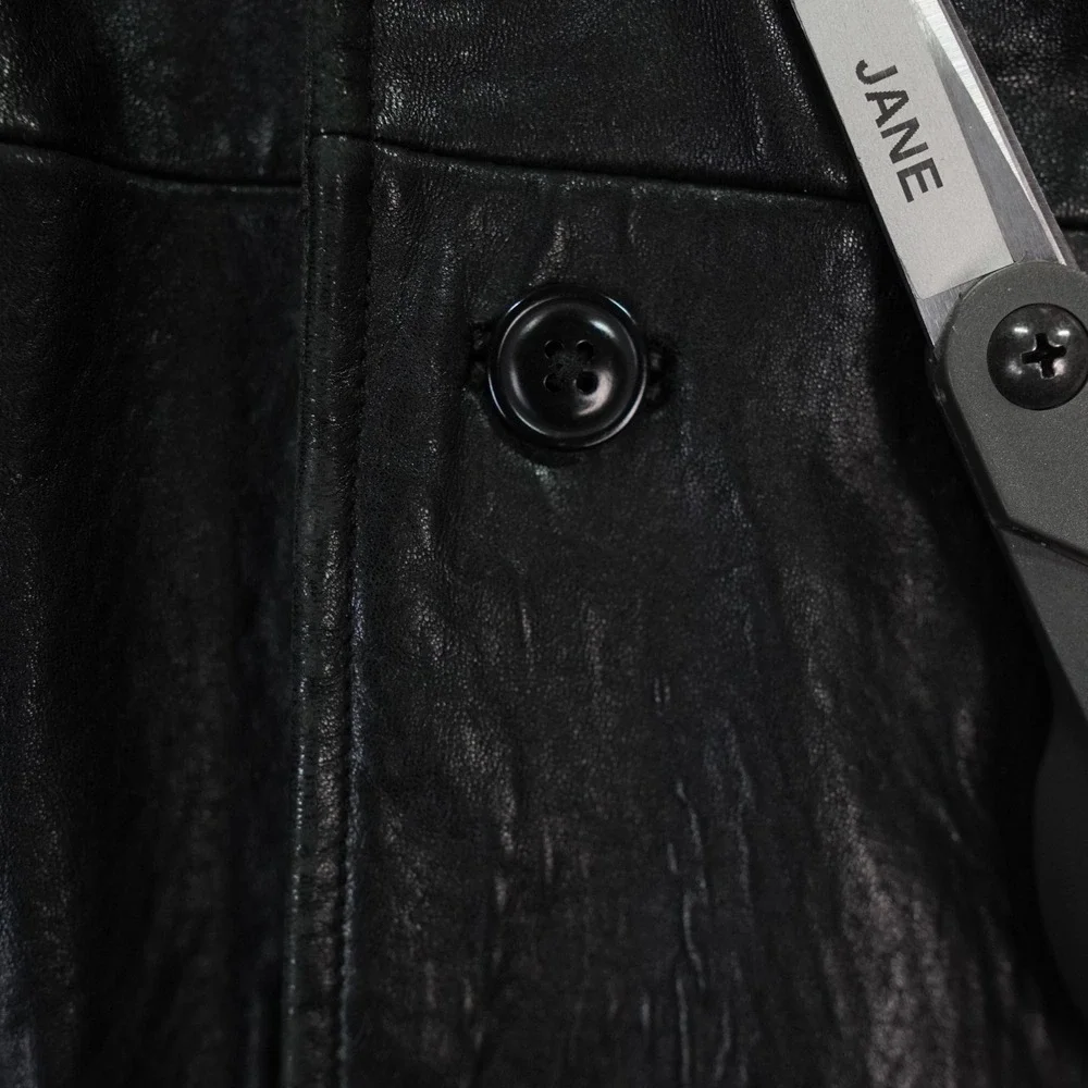 VTG The Territory Ahead Leather‎ Blazer Mens Large Black Jacket Classic READ MOB